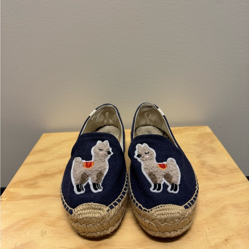 Soludos Slip On Flats - Women’s Espadrilles, Blue Embroidery Size 6.5